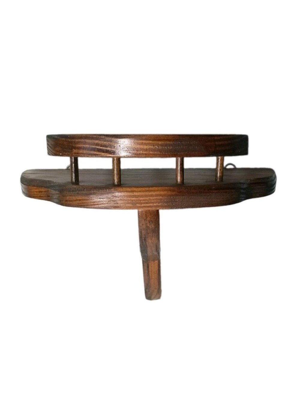 Vintage Wooden Spindle Half Moon Wall Shelf Scalloped Rustic 10 x 8 Retro